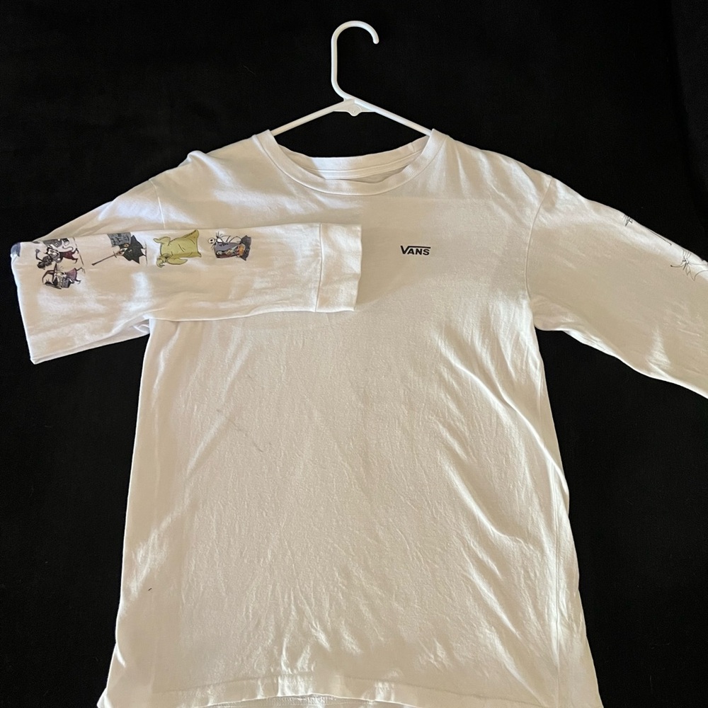 White vans, long sleeve shirt